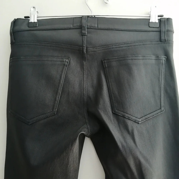 Current/Elliott Leather Side Slit Stiletto Pants in Vintage Black Ankle Size 27 - Picture 5 of 16